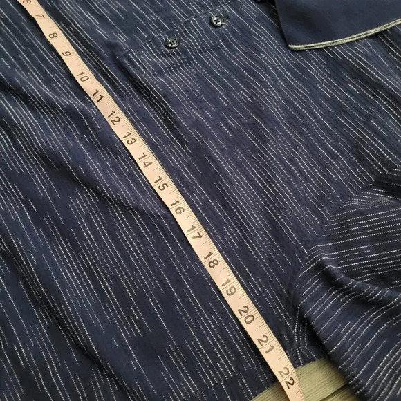 Robert Graham Mens Polo T-Shirt Size L Blue Striped Cotton Short Sleeve Collared - Picture 7 of 10